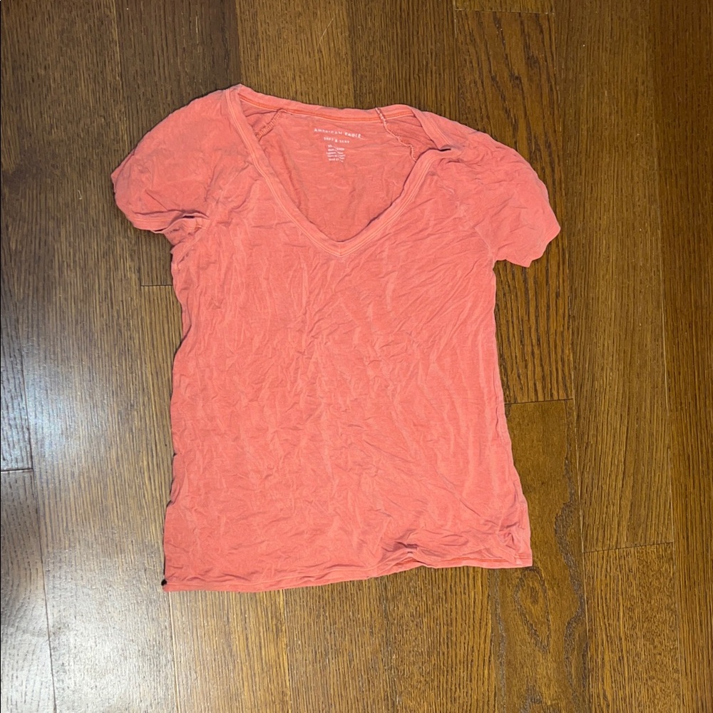 American Eagle Outfitters Coral V-Neck Tee
